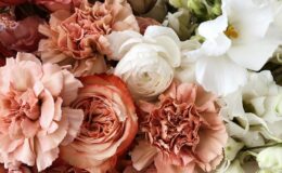 elegant bouquet of floribunda flowers on floor