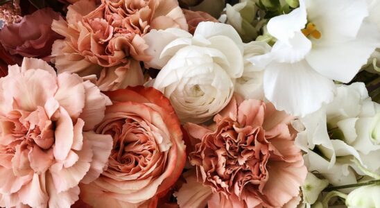 elegant bouquet of floribunda flowers on floor