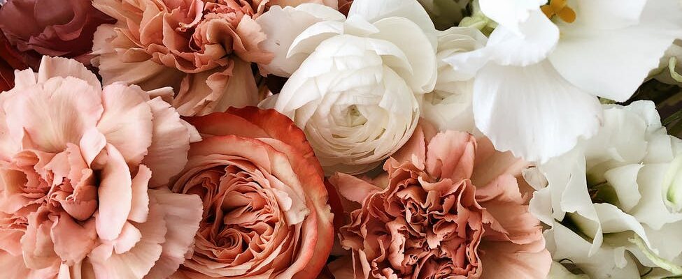 elegant bouquet of floribunda flowers on floor